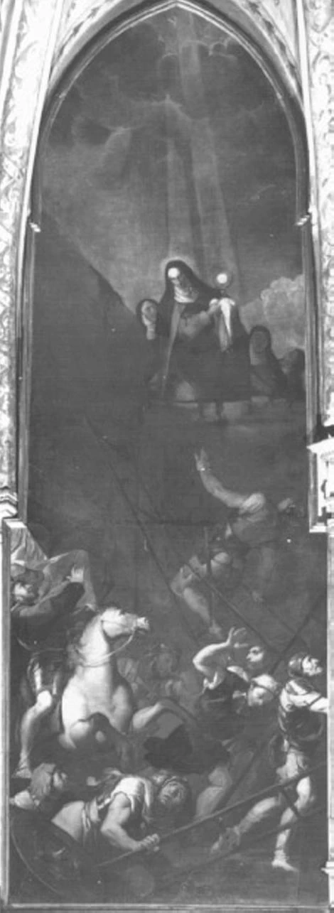 Santa Chiara respinge i saraceni con l'ostensorio - Chiesa di Santa Chiara, Vicenza